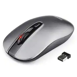 Comfort Essence - Rechargeable Wireless Computer Mouse Portable Slim Cordless Less Noise For Laptop Optical With 5 - Wireless - Rechargeable-Grey