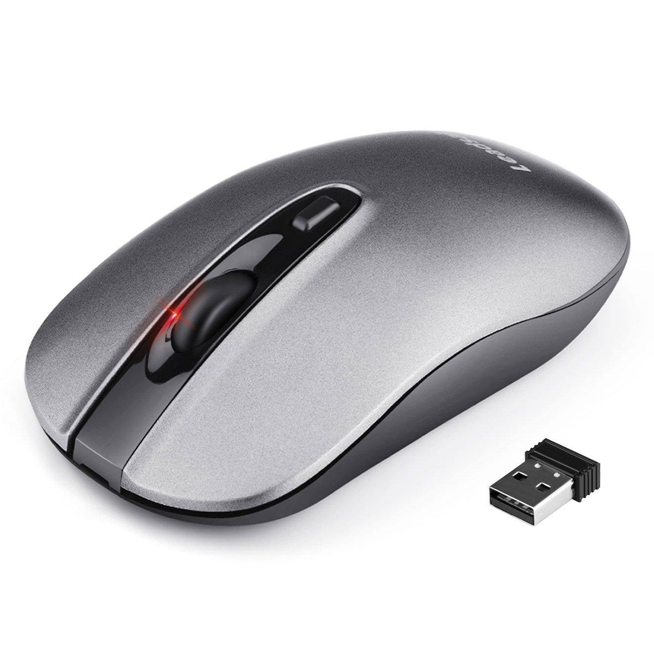 Front. Comfort Essence - Rechargeable Wireless Computer Mouse Portable Slim Cordless Less Noise For Laptop Optical With 5... - Rechargeable-Grey.