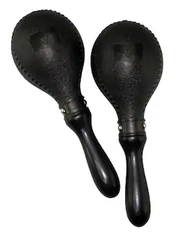 Tycoon Percussion - Double Black Plastic Maracas Pair, Durable Shaker Shells with Smooth Wooden Handles