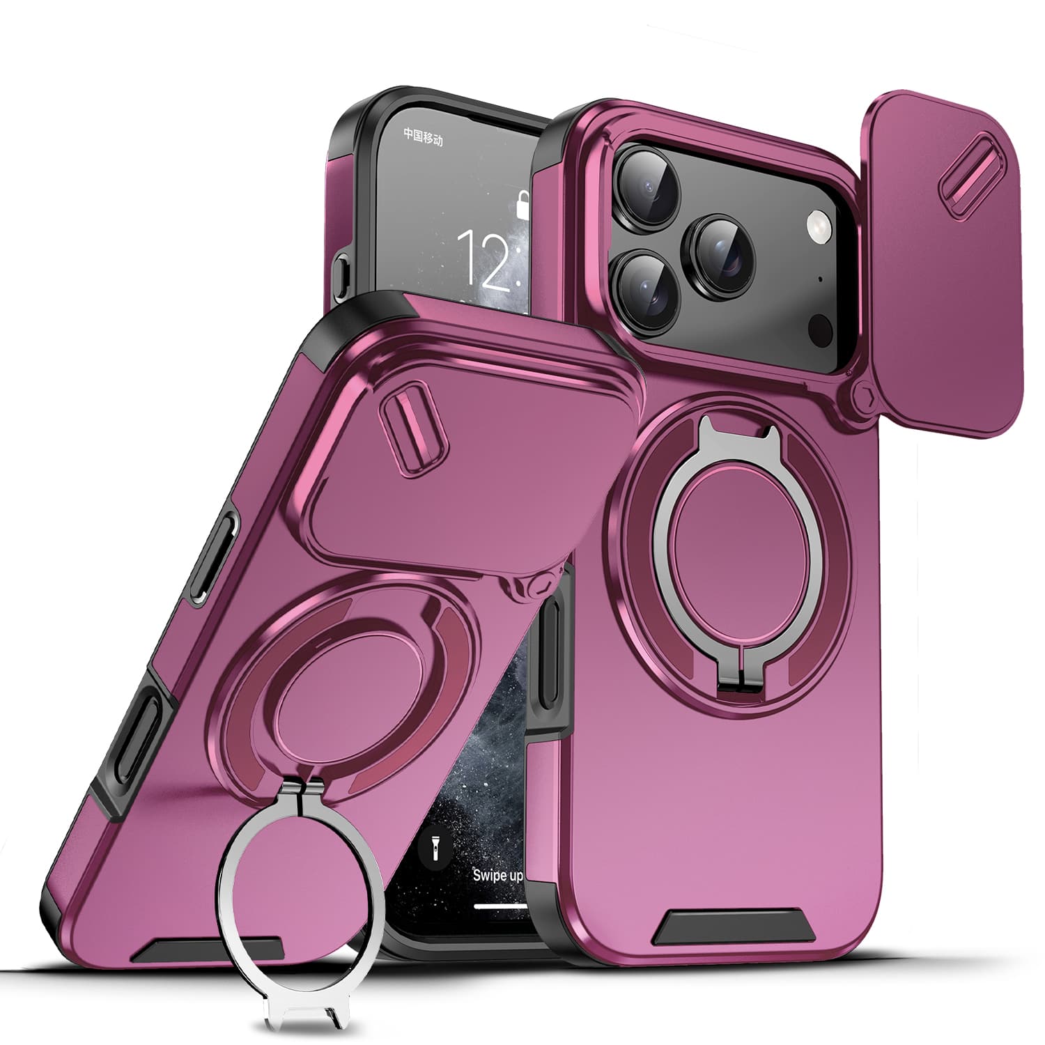 UUCOVER - Magnetic Case with Slide Camera Lens Cover & 360° Ring Stand for Apple iPhone 17 Pro Max - Drop Protection Phone Cover - Cherryred price history on PriceWatchPro