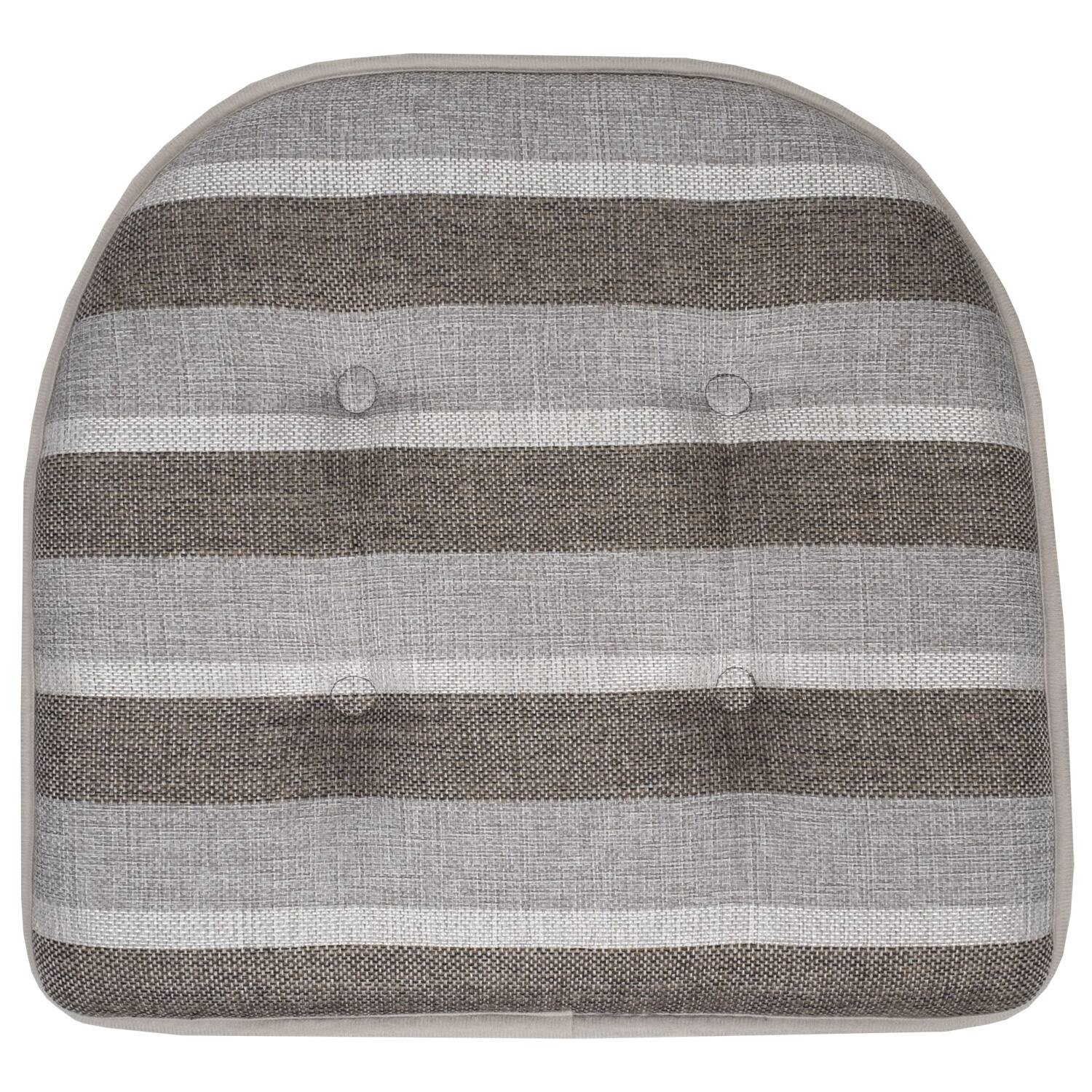 Left. Sweet Home Collection - Bradford Striped U Shaped Memory Foam 17" x 16" Chair Cushion, 12-Pack - Silver/Brown.