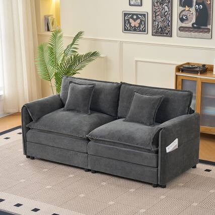 Front. Anysun - Oversized Chenille 2-Seat Loveseat - Modern Deep-Seat Cloud Couch for Living Room, Bedroom, Office, DIY Modular - Gray.