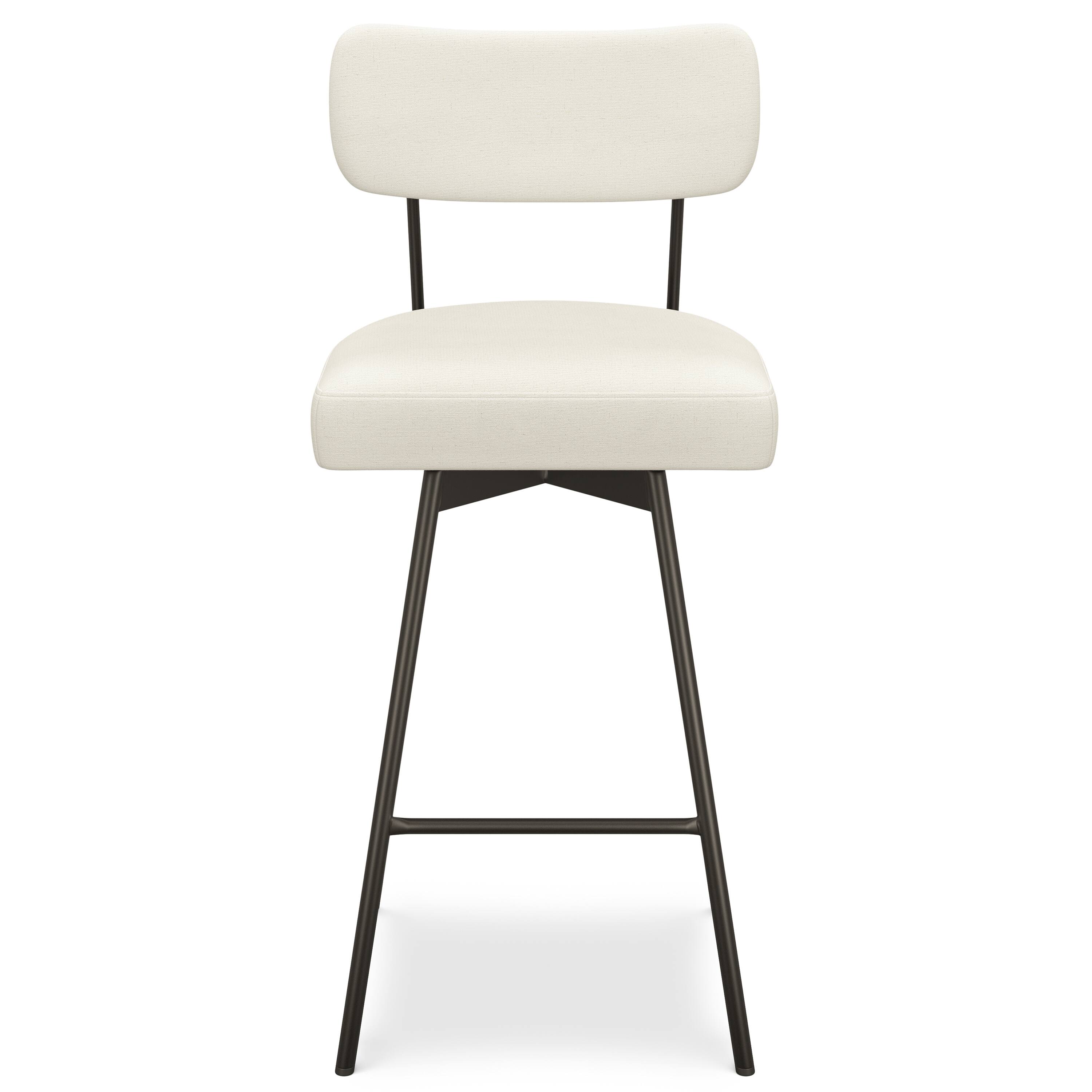 Left. Simpli Home - Giselle Contemporary Modern Swivel Bar Stool (Set of 2) in Natural  Polyester Linen - Natural.