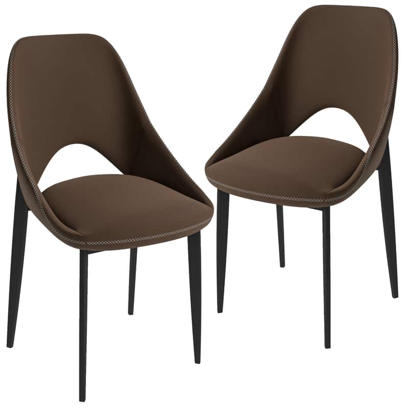 LeisureMod - Amalfi 2-PCS Contemporary Upholstered Accent Dining Chair, Foam-Cushioned Living Room & Kitchen Side Chair - Dark Brown price history on PriceWatchPro