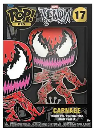 Fuche MARVEL POP! VENOM 17 PIN CARNAGE ENAMEL PIN / PIN ESMALTADO / BADGE EMAILL 6+ A EUFAN 0006 9 A ATTENTION DANGER TOOTH / ADVERTENCIA PELIGRO DE ASPA