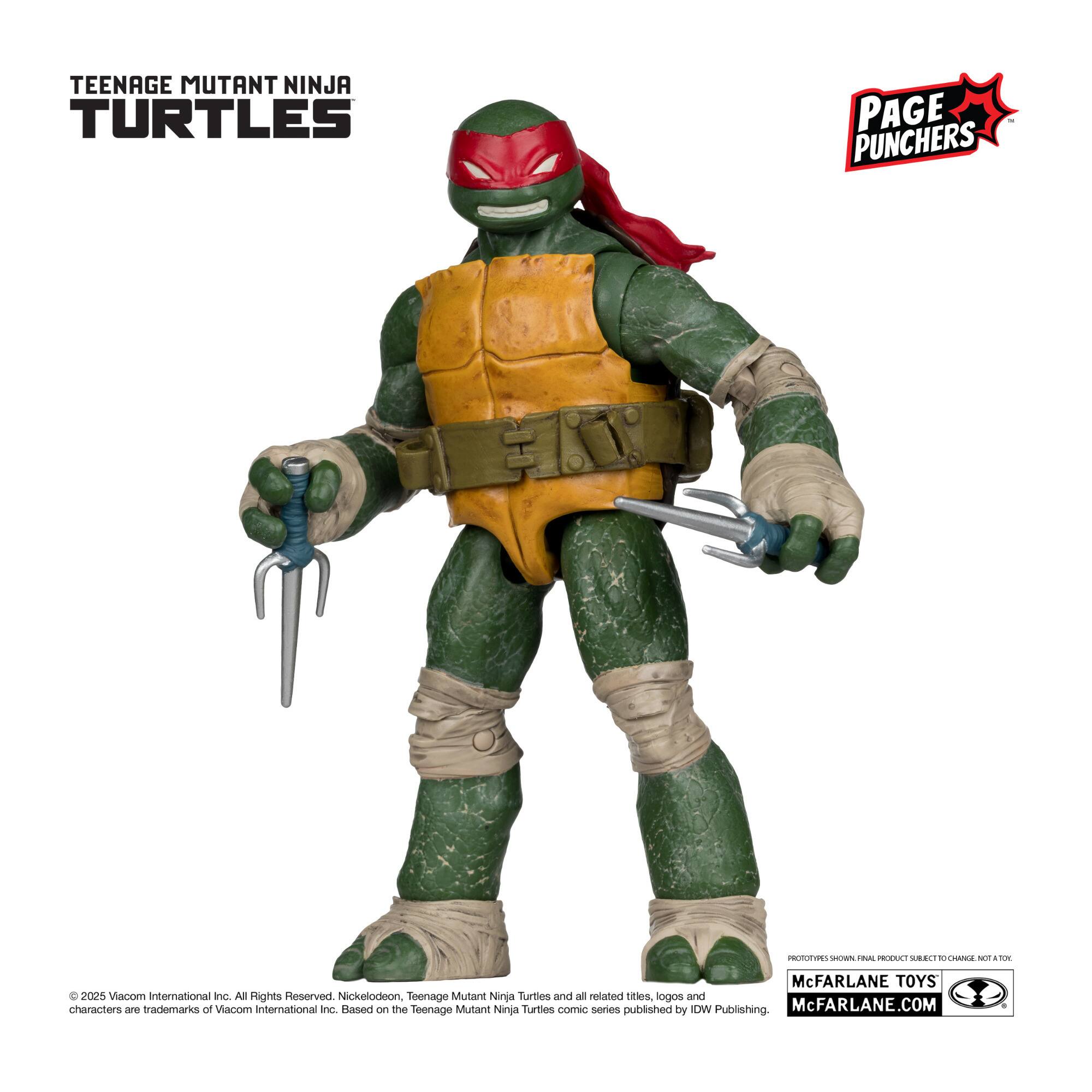 TEENAGE MUTANT NINJA TURTLES PAGE PUNCHERS E LUEIIES nothing__N - PROZACT BACI PAME MI McFARLANE TOYS C 2025 acom international nG All Rights teserved Nickelodeon, Teenage Mutant Ninja Turtles and all related titles, logos and characters are trademarks of Viacom International Inc. Based on the Teenage Mutant Ninja Turtles comic series published by IDW Publishing McFARLANE.COM