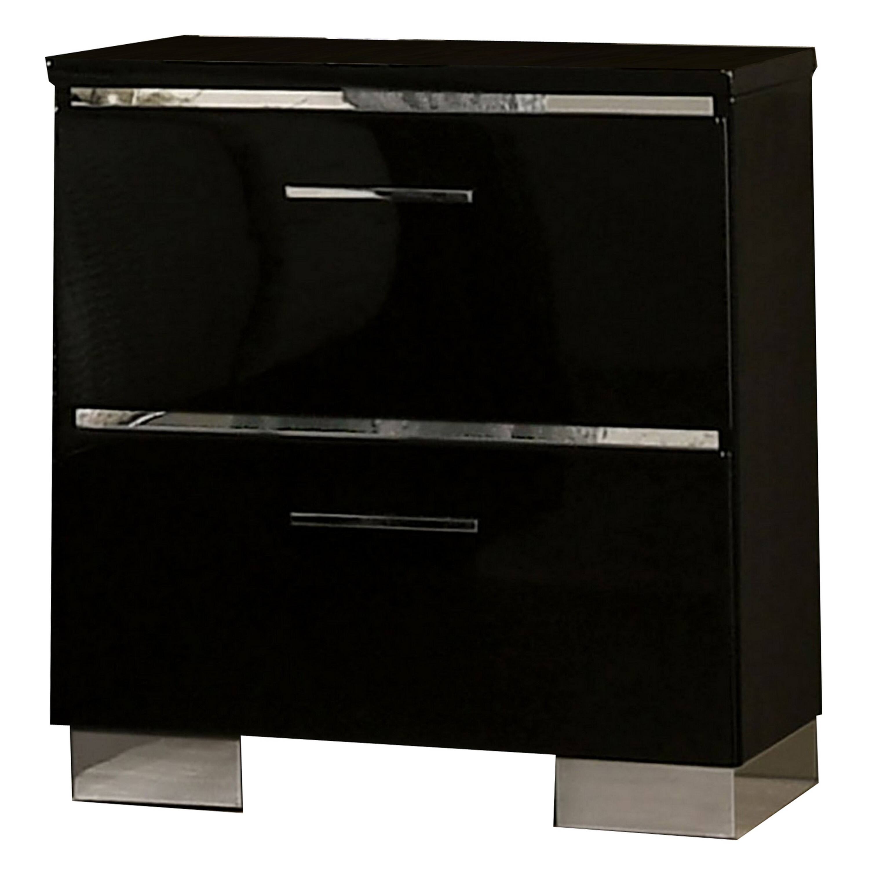 Manhattan Lane - Cari Two Drawer Nightstand with USB Charger - Black