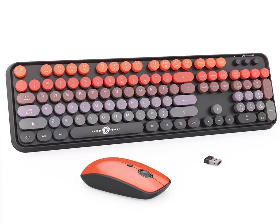 Cottage Core Computer Mouse COTTAGE Mouse Combo 104 Round Keys Cute Colorful With Retro Typewriter ...