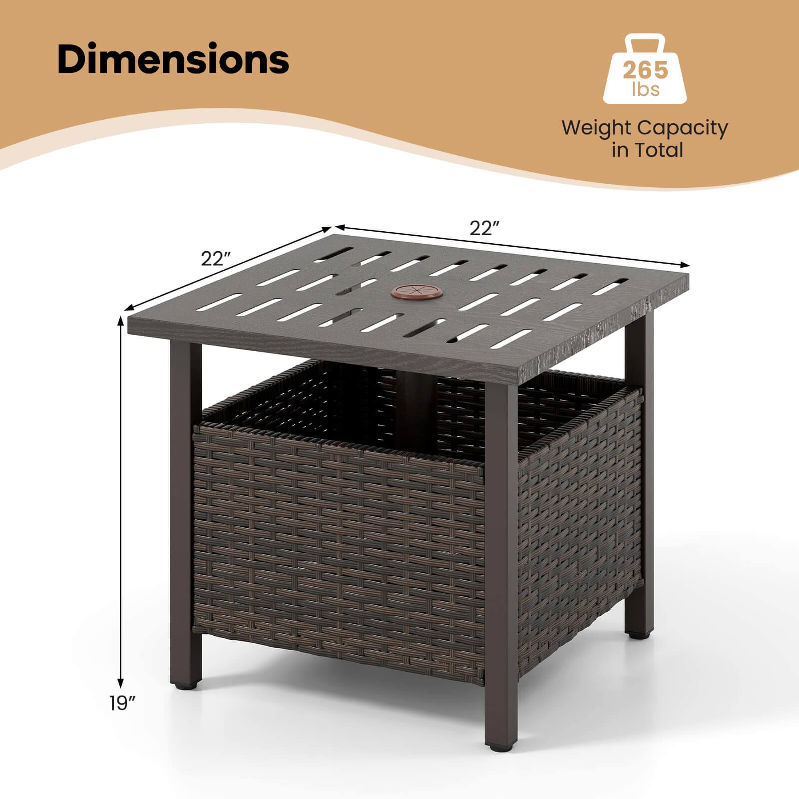Dimensions 22" 22" 19" Weight Capacity in Total 265 lbs