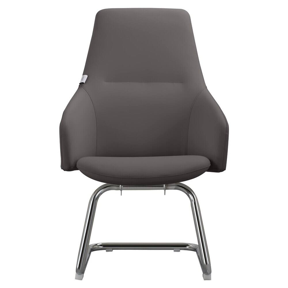 Alt View 2. LeisureMod - Celeste Office Chair Upholstered in Leather with Iron Frame Ergonomic Desk Chair for Home Office and Task Seating - Grey.