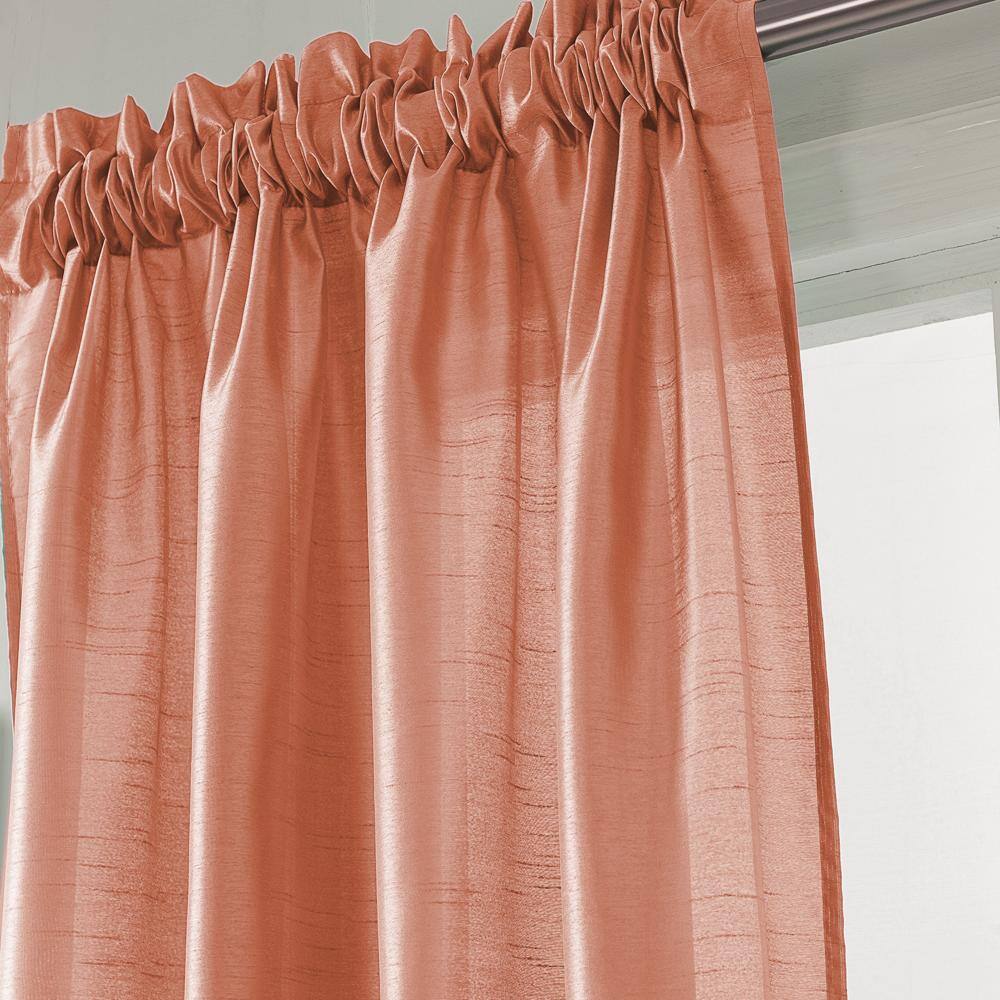 Angle. RT Designers Collection - RT Designers Collection Nikki Premium Rod Pocket Curtain Panel 54" x 84" Coral - Coral.