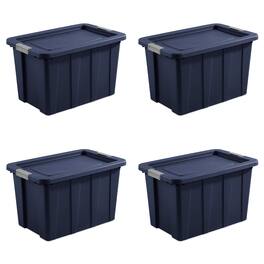 Sterilite - Tuff1 30 Gallon Plastic Storage Tote Bin w/Latching Lid, Blue (4 Pack) - Dark indigo