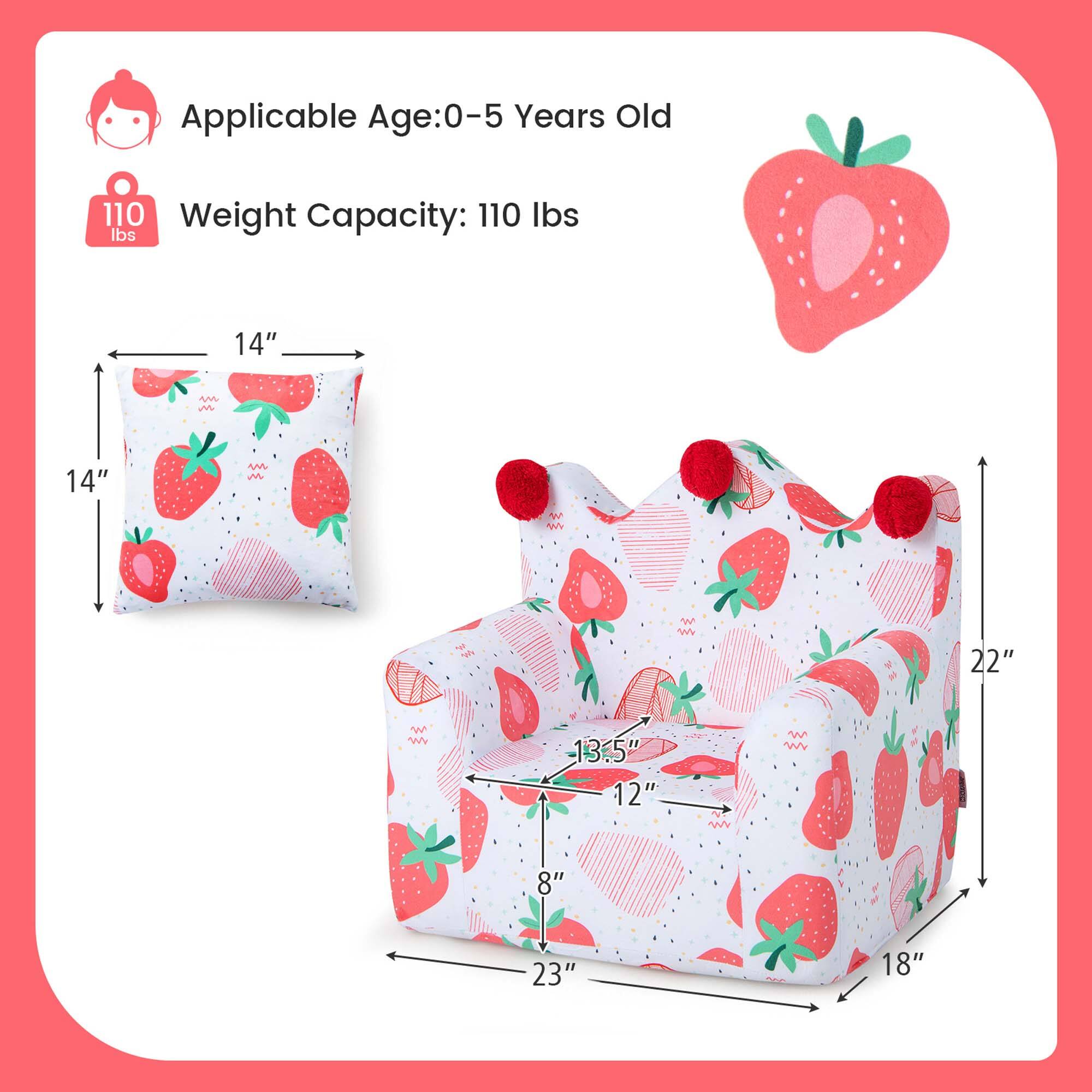 Applicable Age: 0-5 Years Old

Weight Capacity: 110 lbs

Dimensions:
- 14" x 14" (pillow)
- 22" x 18" x 23" (main structure)
- 13.5" x 12" x 8" (seat)