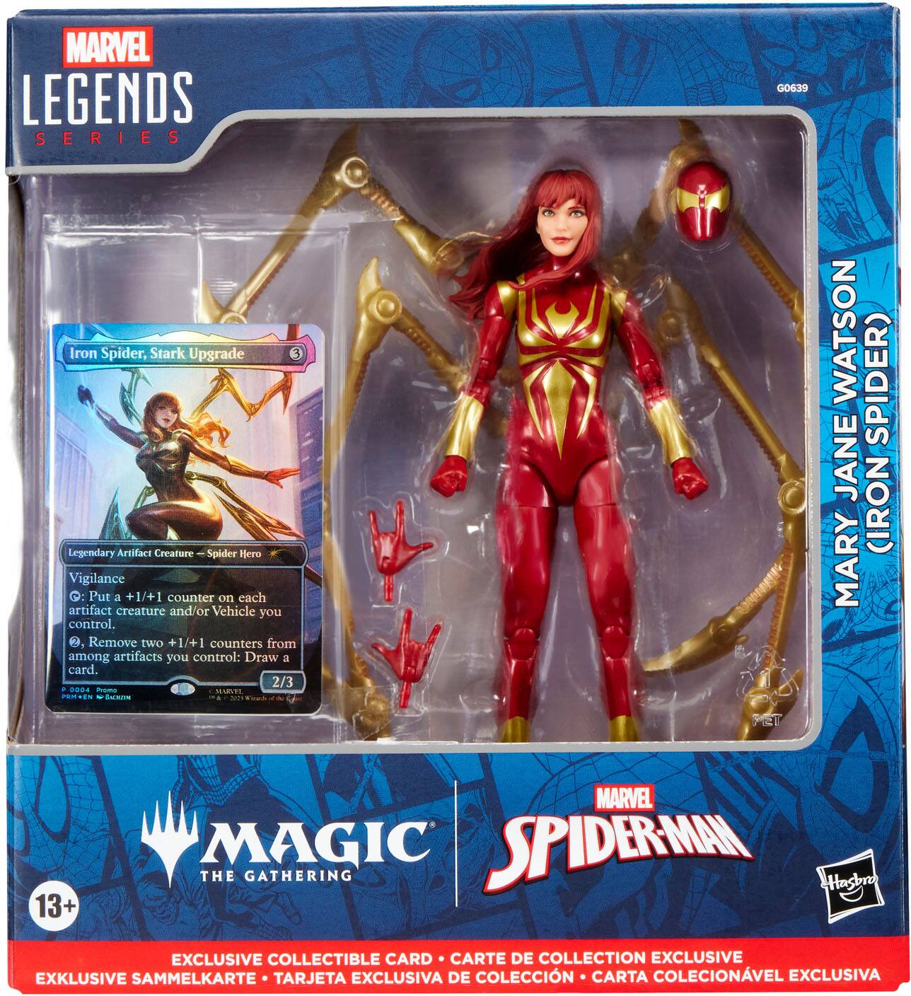MARVEL LEGENDS SERIES

Iron Spider, Stark Upgrade

Legendary Artifact Creature — Spider Hero

Vigilance

2: Put a +1/+1 counter on each artifact creature and/or Vehicle you control.

2: Remove two +1/+1 counters from among artifacts you control: Draw a card.

2/3

MARY JANE WATSON (IRON SPIDER)

MAGIC THE GATHERING

EXCLUSIVE COLLECTIBLE CARD

13+