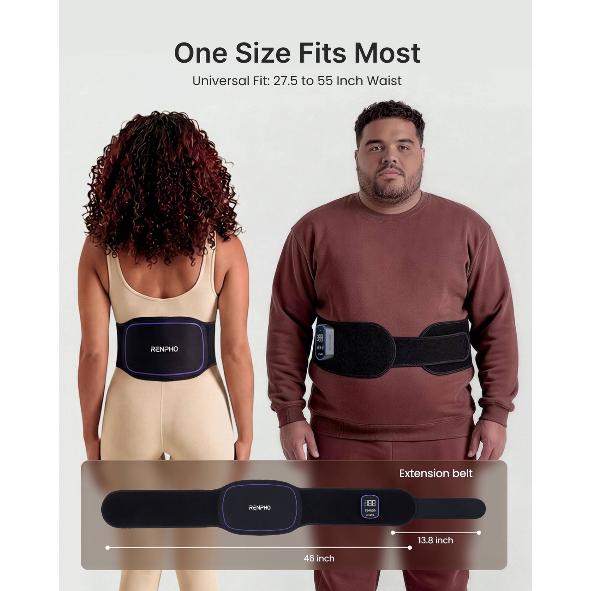 One Size Fits Most Universal Fit: 27.5 to 55 Inch Waist RENPHO Extension belt 18 - 46 inch 13.8 inch