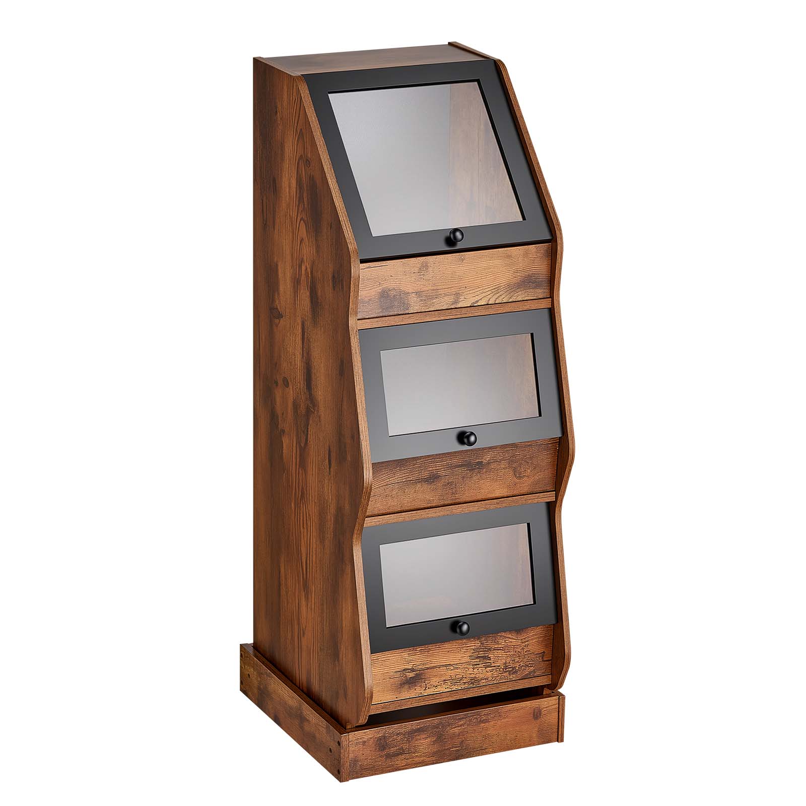 Alt View 5. VEVOR - Bread Box for Kitchen Bamboo Wood Storage Container Brown, for Homemade Bread, and Pantry, Triple Layer Farmhouse - Brown.