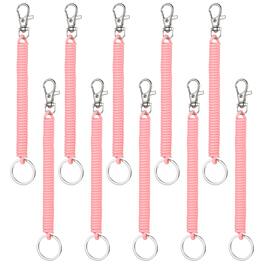 Unique Bargains - Coil Keychain 10pcs Spiral Retractable Spring Stretchy Lanyard Antilost Wristlet Bracelet for Purse, Wallet, Cellphone - Pink