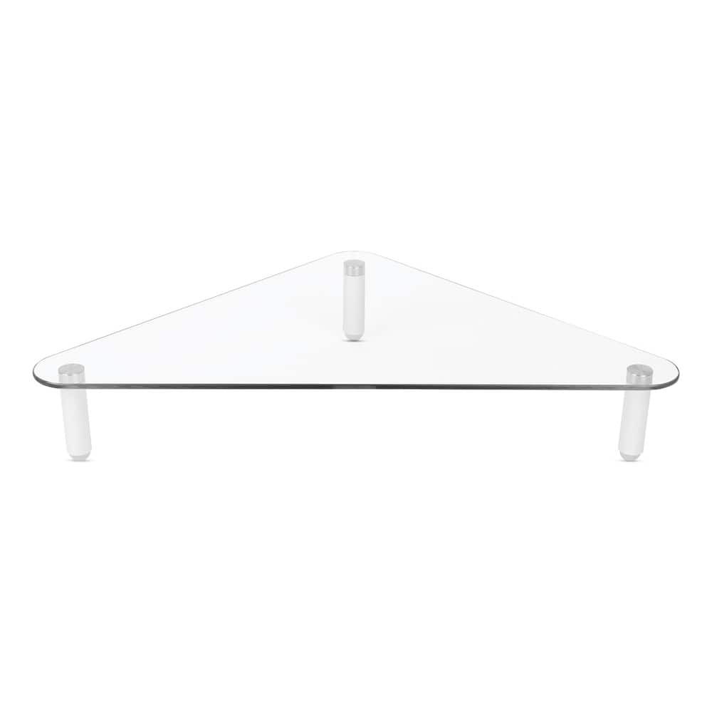 KanTek - MS390 19.7 in. x 11 in. x 3.25 in. Supports 40 lbs. Glass Corner Monitor Riser - Clear