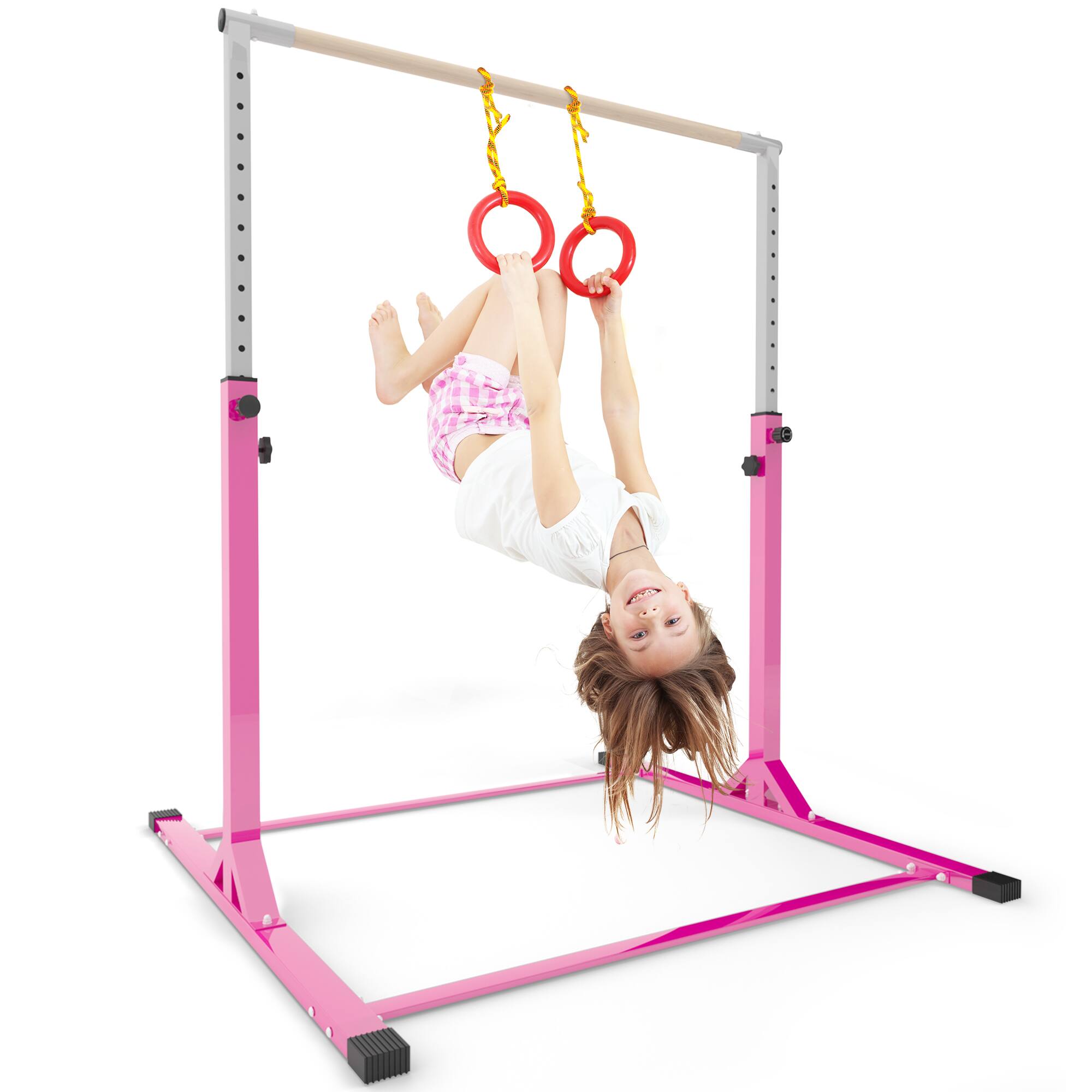 Alt View 2. Ainfox - Ainfox Gymnastic Kip Bar for Kids Training Horizontal Bars for Home Ages 6-15 - pink.