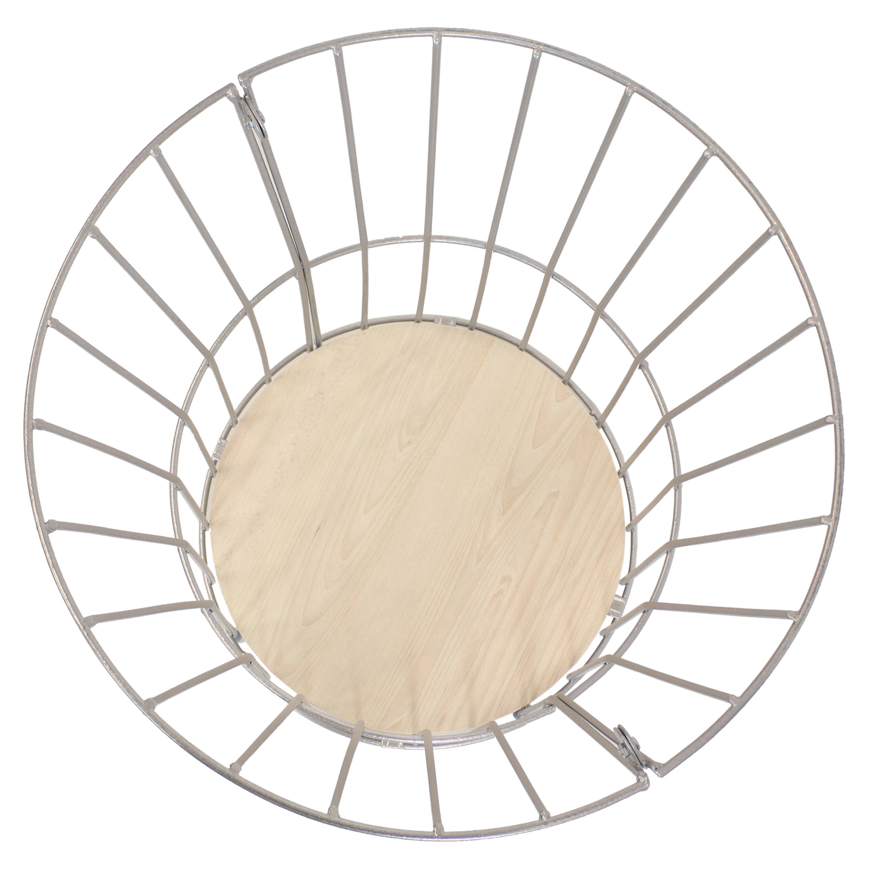 Alt View 10. Sunnydaze - Wire Pedestal End Table with MDF Pull-Open Tabletop - Cream.