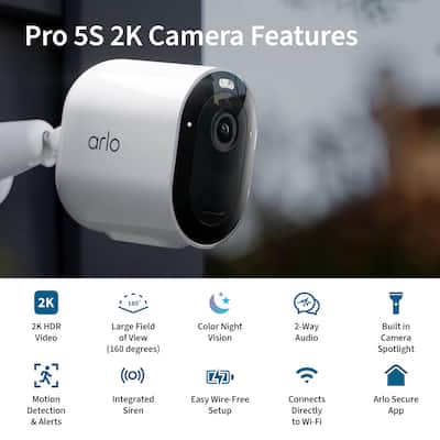 Arlo Pro 5S 2K Indoor/Outdoor Wireless Spotlight Security Camera Arlo Pro 5S 2K Indoor/Outdoor Wireless Spotlight Security Camera