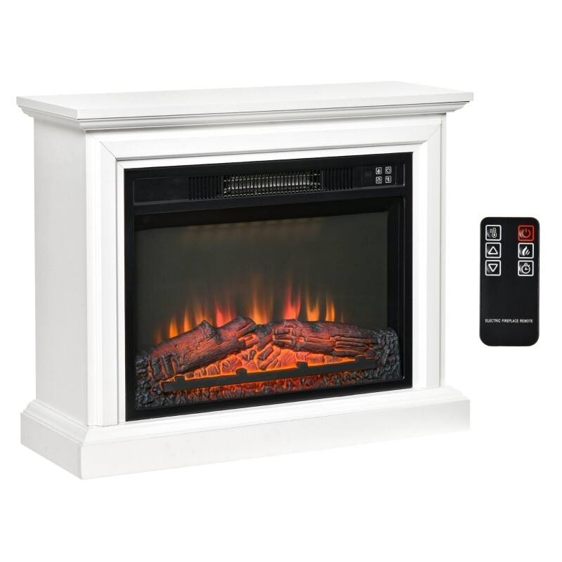 Hivvago - 31 inch Electric Fireplace Heater Dimmable Flame Effect and Mantel w/ Remote Control - White