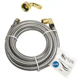 HQRP - 6FT Stainless Steel Dishwasher Fill Hose – Universal 3/8" Comp x 3/8" Comp, Burst-Proof, NSF/cUPC