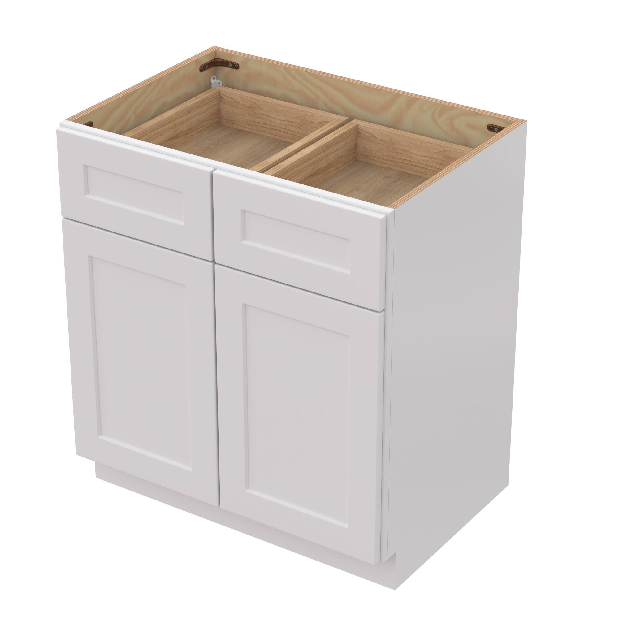Alt View 4. Boyel Living - White Shaker Base Cabinet 33-in L x 24-in W x 34.5-in H with Soft Close, Adjustable Shelves for Kitchen Bathroom Laundry - White.