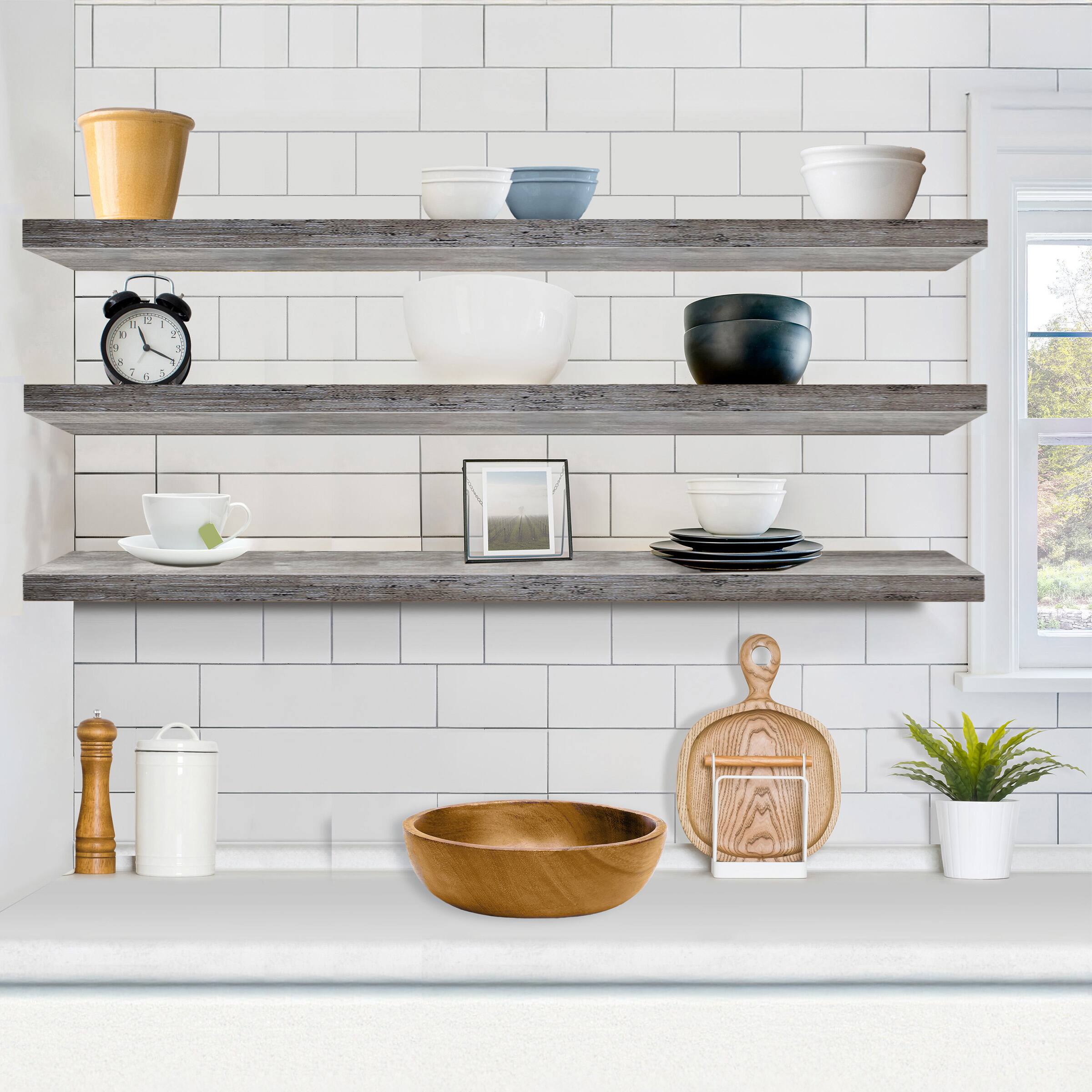 Alt View 2. Sorbus - Sorbus Floating Shelves for Wall - 55 Inch Extra-Long Bathroom Shelves, Floating Shelf with Hidden Brackets (3 Pack) - Gray.