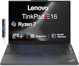 Lenovo - ThinkPad E16 Laptop 16.0 WUXGA Display (Ryzen 7 7735U, 32GB, 2TB SSD, AMD Radeon 680M, Win 11 Pro) w/USB Hub - Black