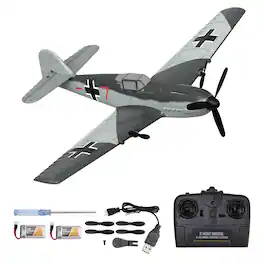 Topteng - 76206 2.4G 3CH Fixed-Wing RC Plane – Gyro System, Dual Batteries, 15 Min Flight, EPP Foam, Fit for Kids & Beginners - Gray