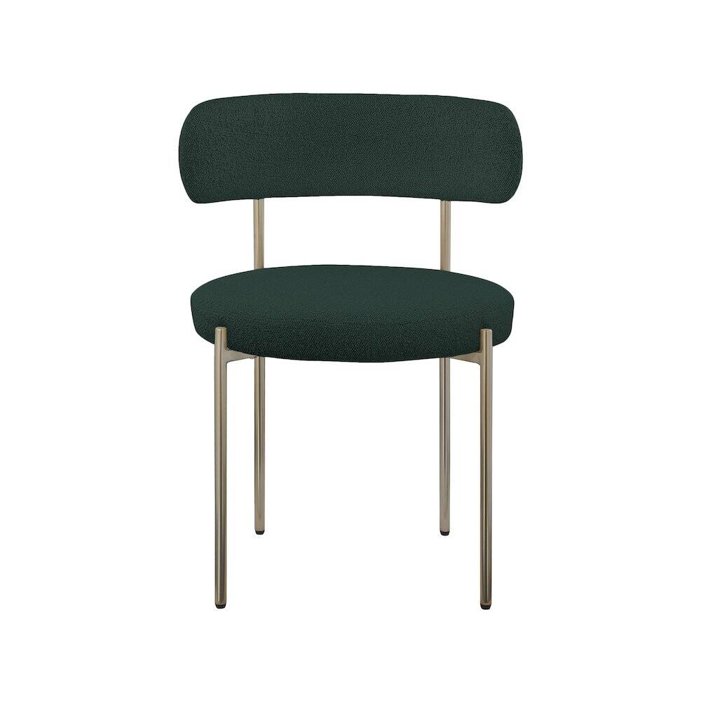 Alt View 2. Meridian Furniture - Beacon Green Boucle Fabric Dining Chair, Set of 2 - Green.