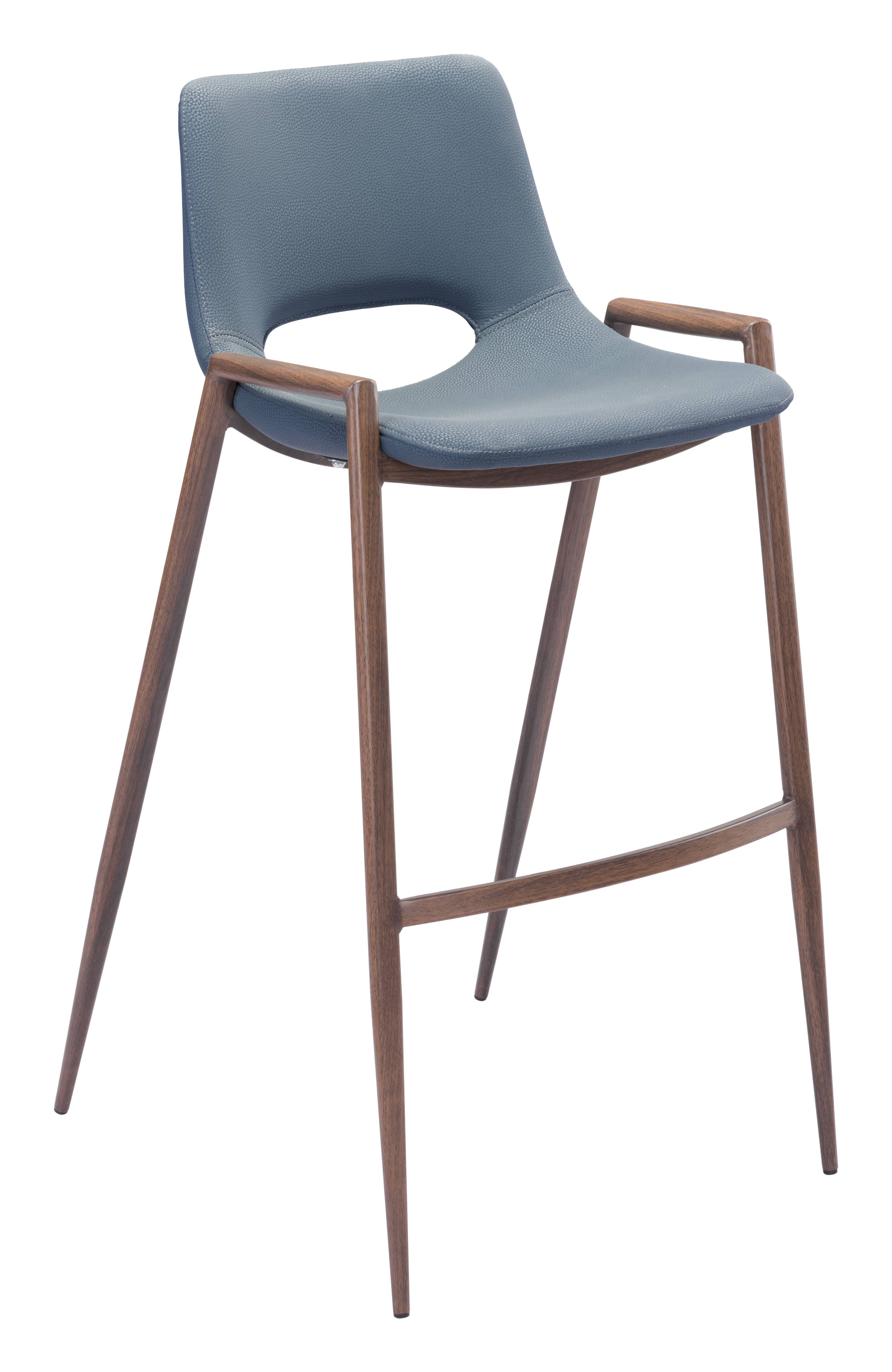 Hivvago - Desi Barstool (Set of 2) - Azure Gray & Walnut