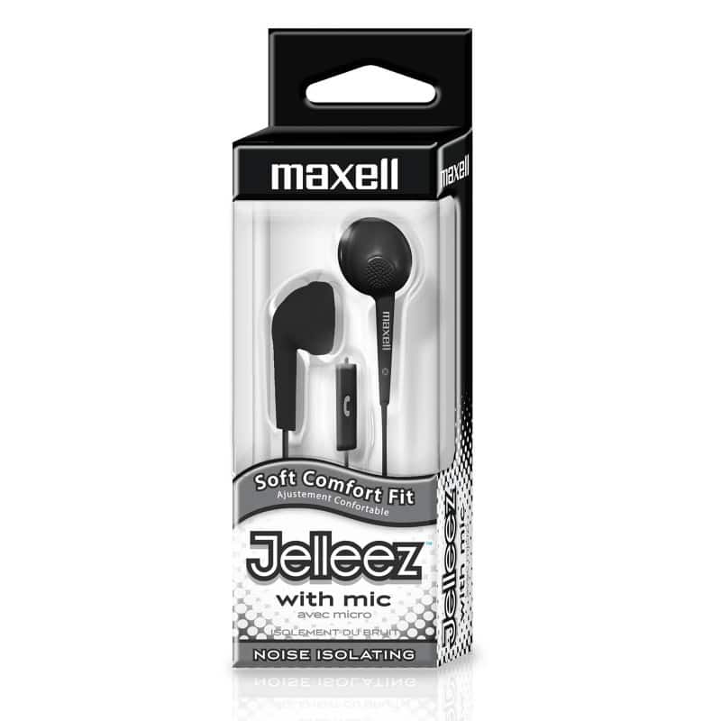 Maxell - Jelleez Soft Earbuds with Mic, Black