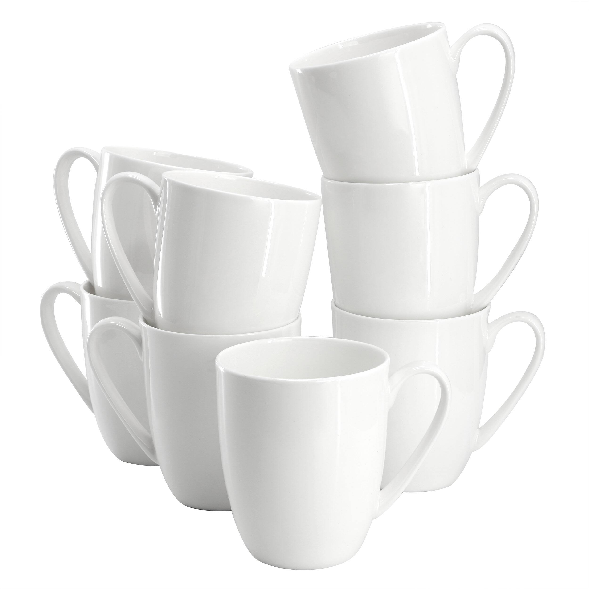 Front. Gibson - Gibson Elite White Penninsula 8 Piece 13 Ounce Bone China Mug Set in White - White.