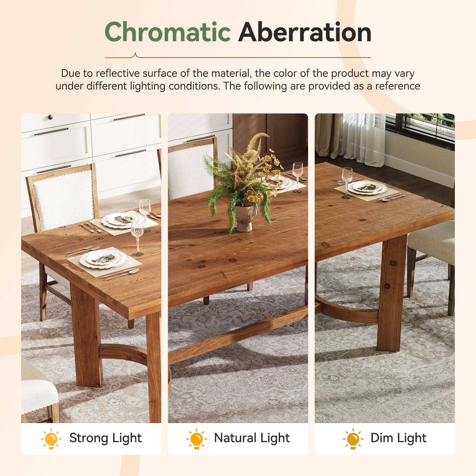 Chromatic Aberration

Due to reflective surface of the material, the color of the product may vary under different lighting conditions. The following are provided as a reference

Strong Light
Natural Light
Dim Light