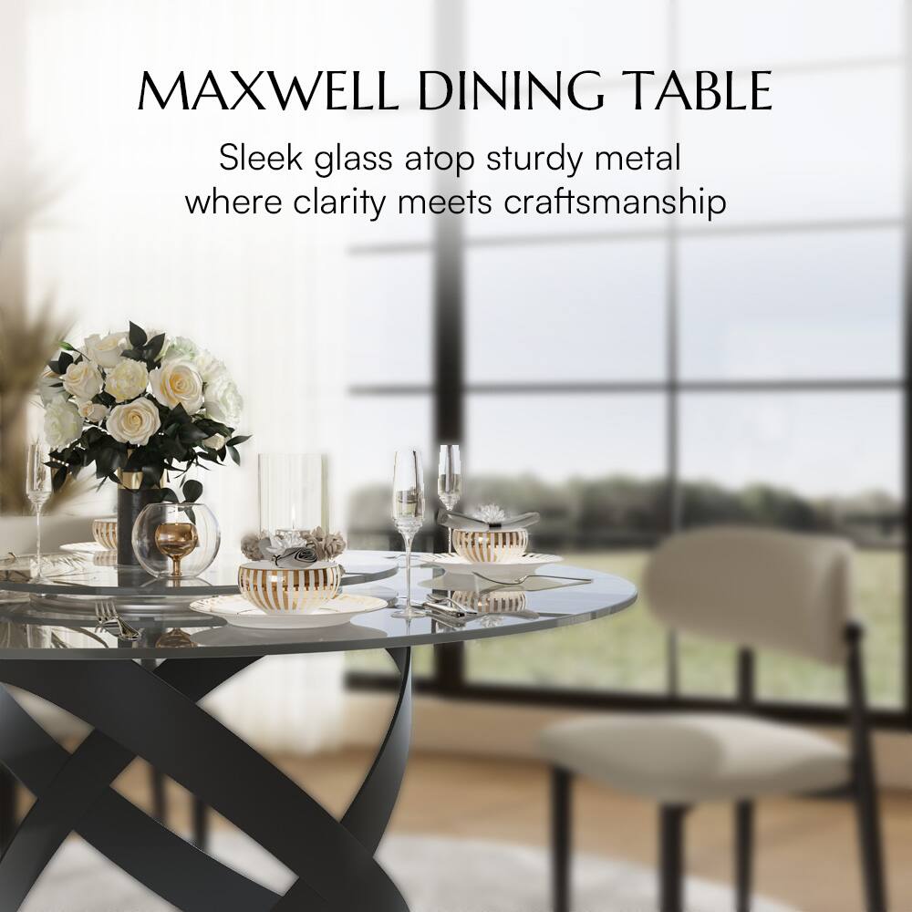 MAXWELL DINING TABLE

Sleek glass atop sturdy metal where clarity meets craftsmanship