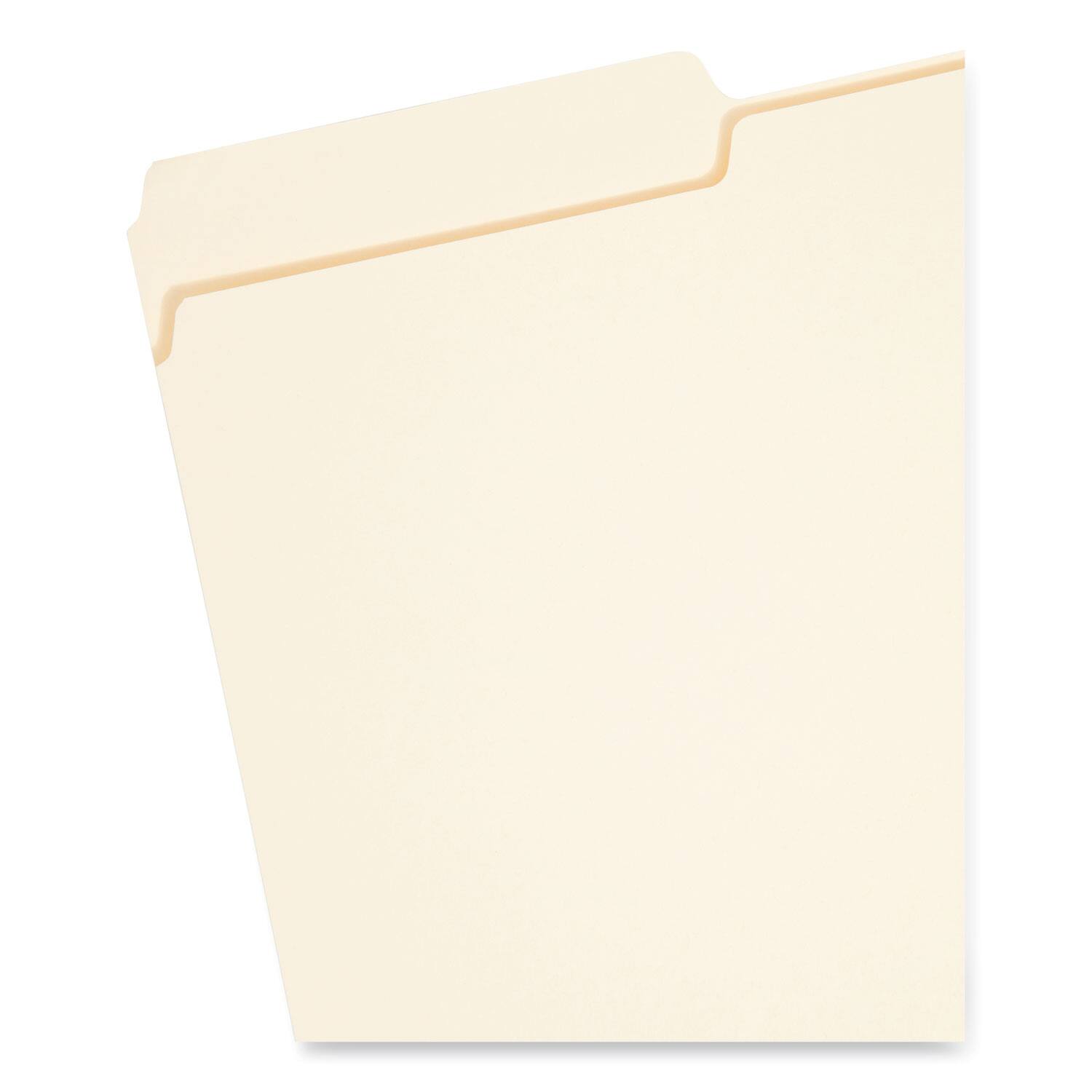 Angle. Smead Manufacturing - Interior File Folders, 1/3-Cut Tabs: Assorted, Legal Size, 0.75" Expansion, Manila, 100/Box.
