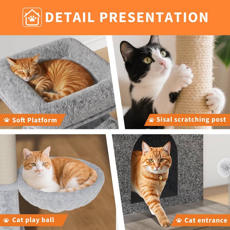 DETAIL PRESENTATION

- Soft Platform
- Sisal scratching post
- Cat play ball
- Cat entrance