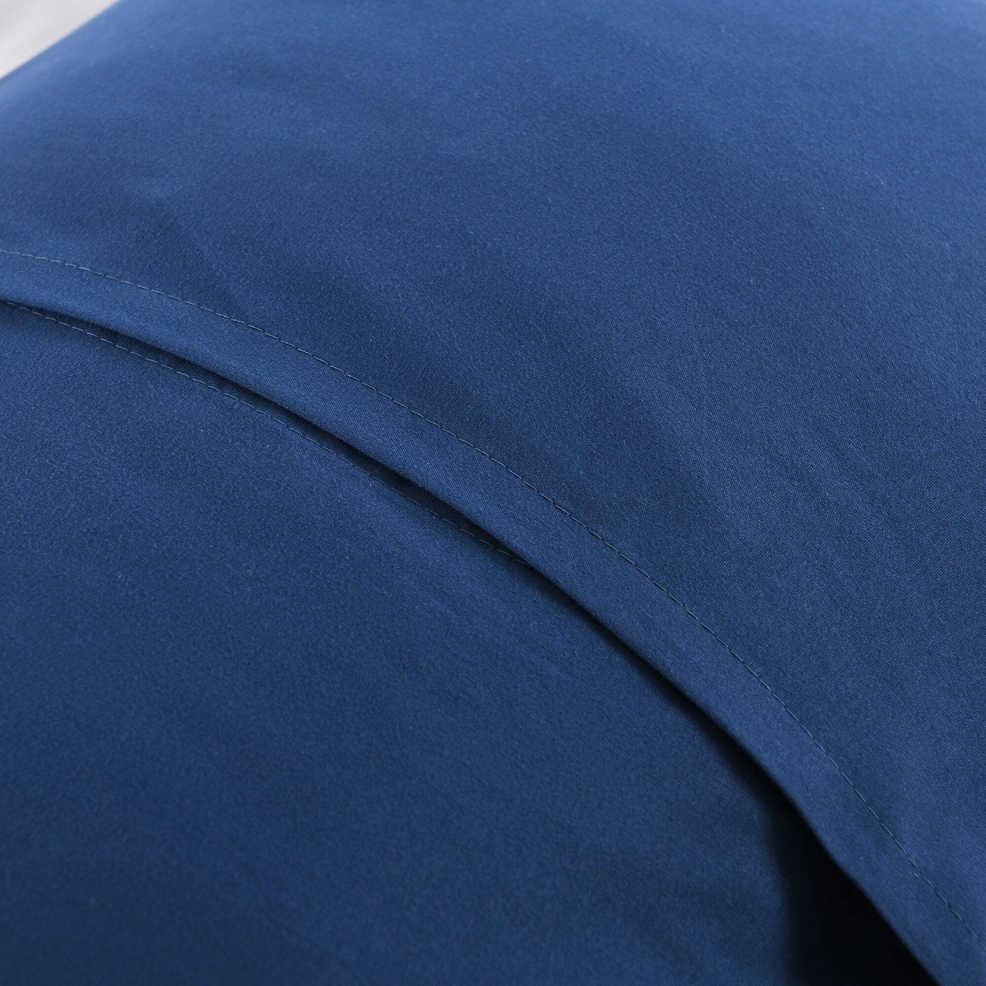 Back. MarCielo - 2-Pack Embroidered Solid Color Pillow Shams Polyester - True Blue.