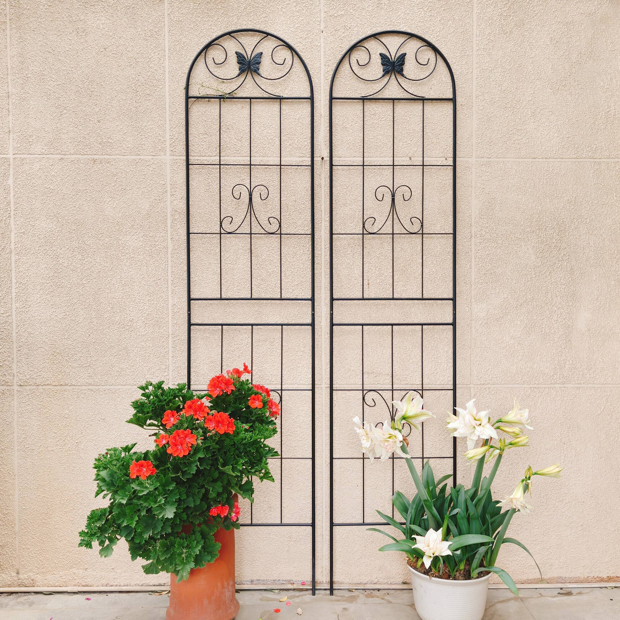 Alt View 6. Loheer - Rustproof Metal Garden Trellis 2 Pack 7.2 ft x 1.6 ft for Climbing Plants - Black.