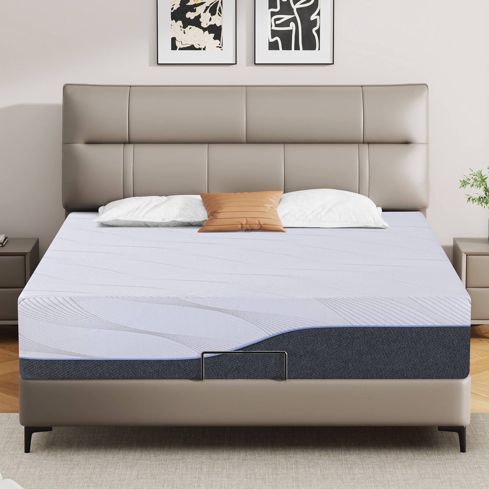 Front. Dyonery - Dyonery Medium Firm Memory Foam Mattress Twin XL Size 14 Inch, Cooling Green Tea/Gel ,White,Fits to  Adjustable bed - White.