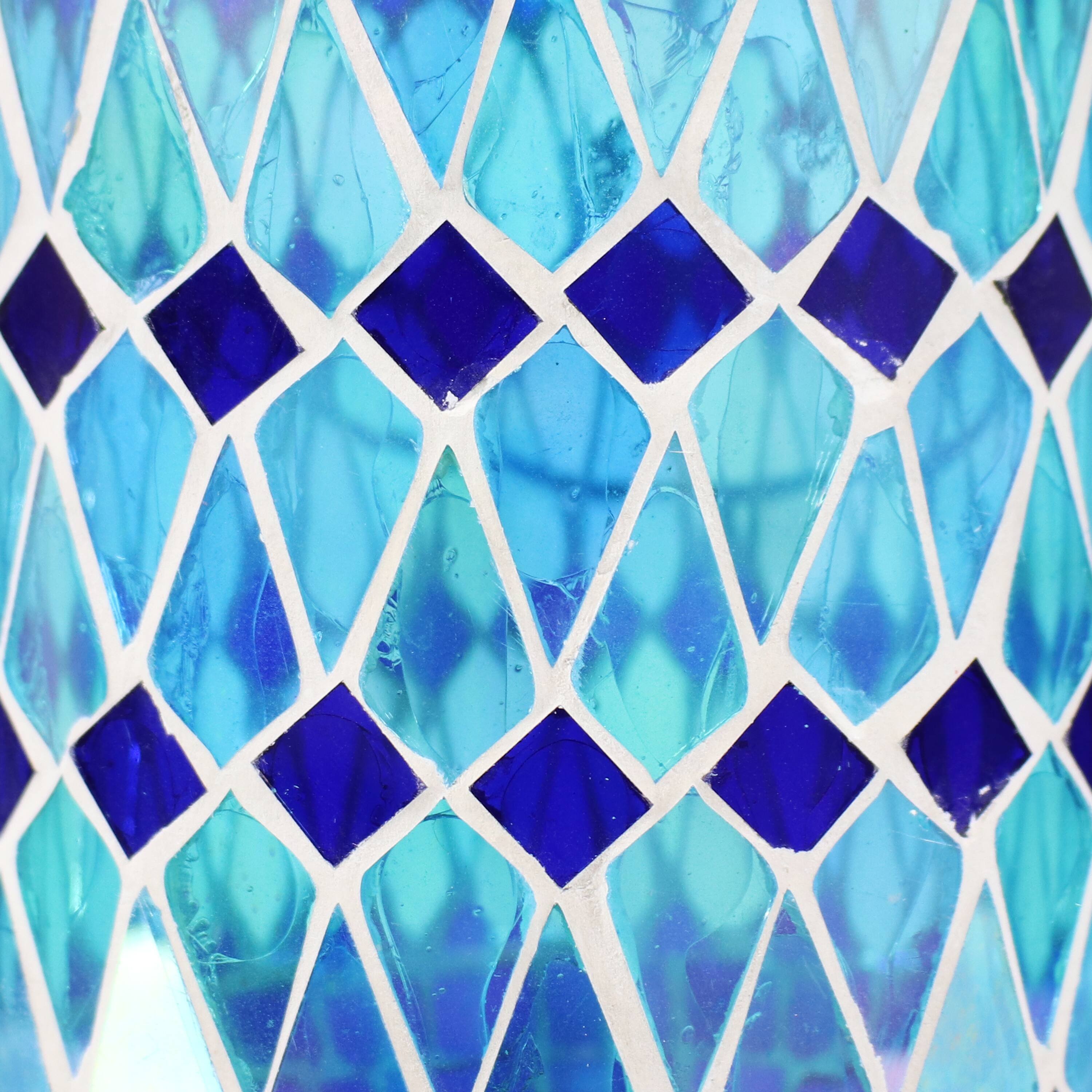 Alt View 5. Sunnydaze - Glass Outdoor Solar LED Lantern - 8 in - Blue.