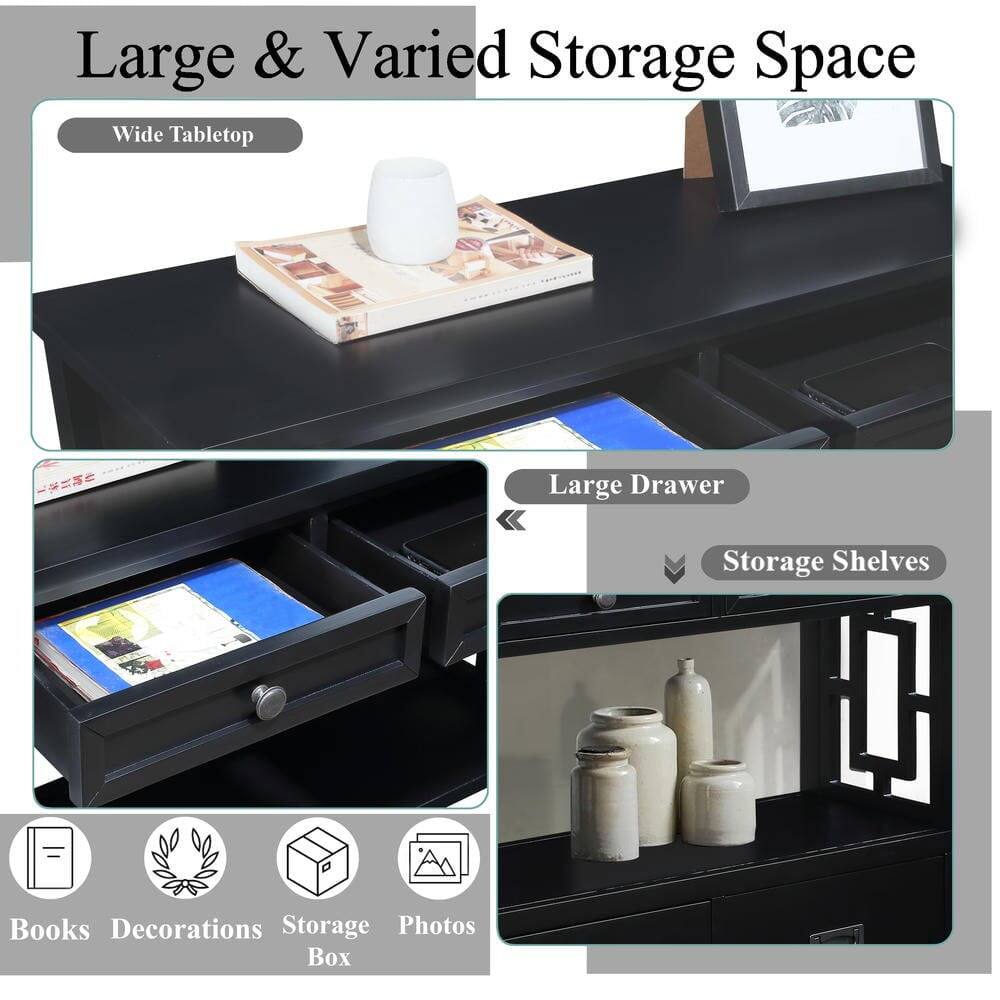 Large & Varied Storage Space  
Wide Tabletop  
Large Drawer  
Storage Shelves  
Books  
Decorations  
Storage Box  
Photos