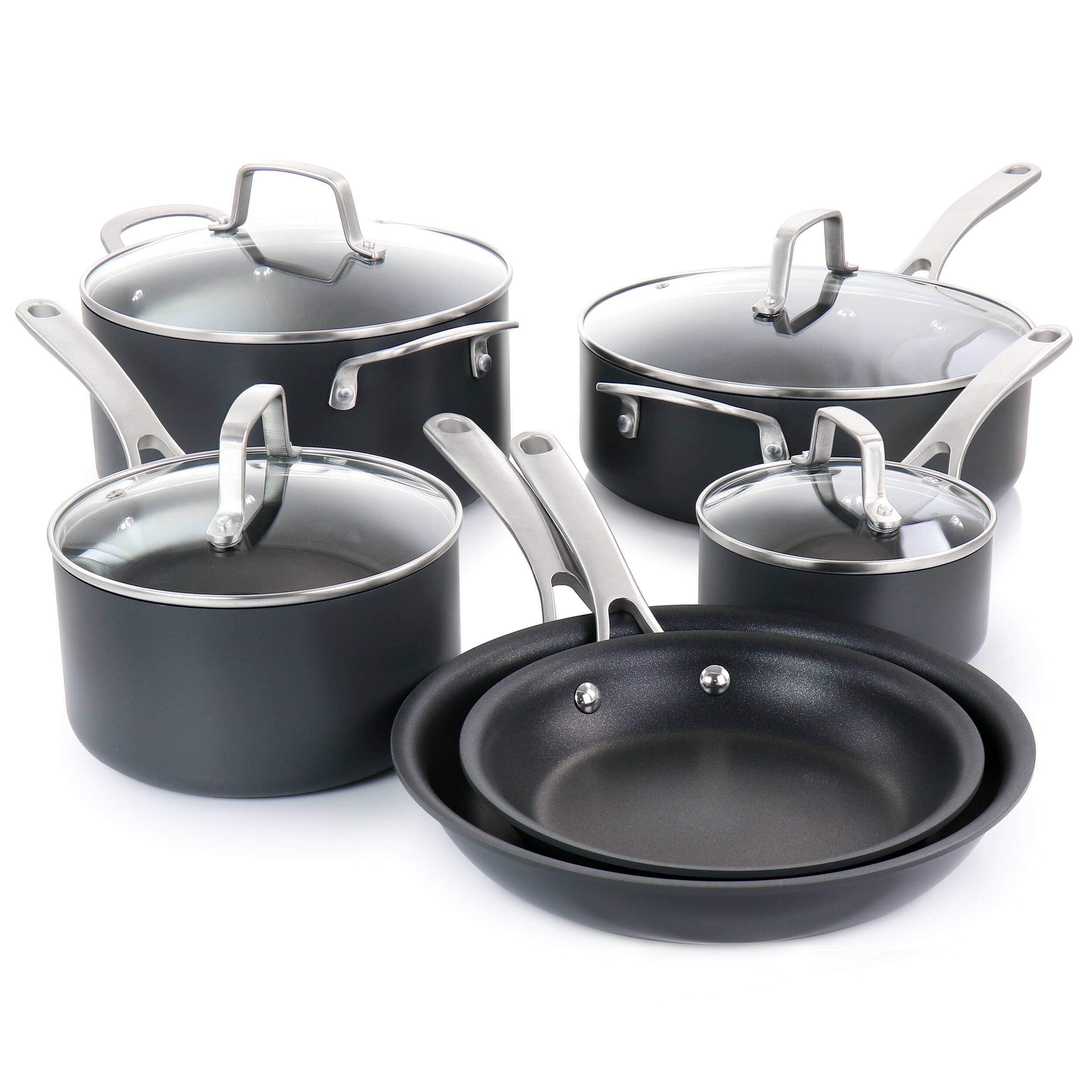 Alt View 9. Martha Stewart - Martha Stewart 10 Piece Nonstick Hard Aluminum Cookware Set in Matte Black - Matte Black.