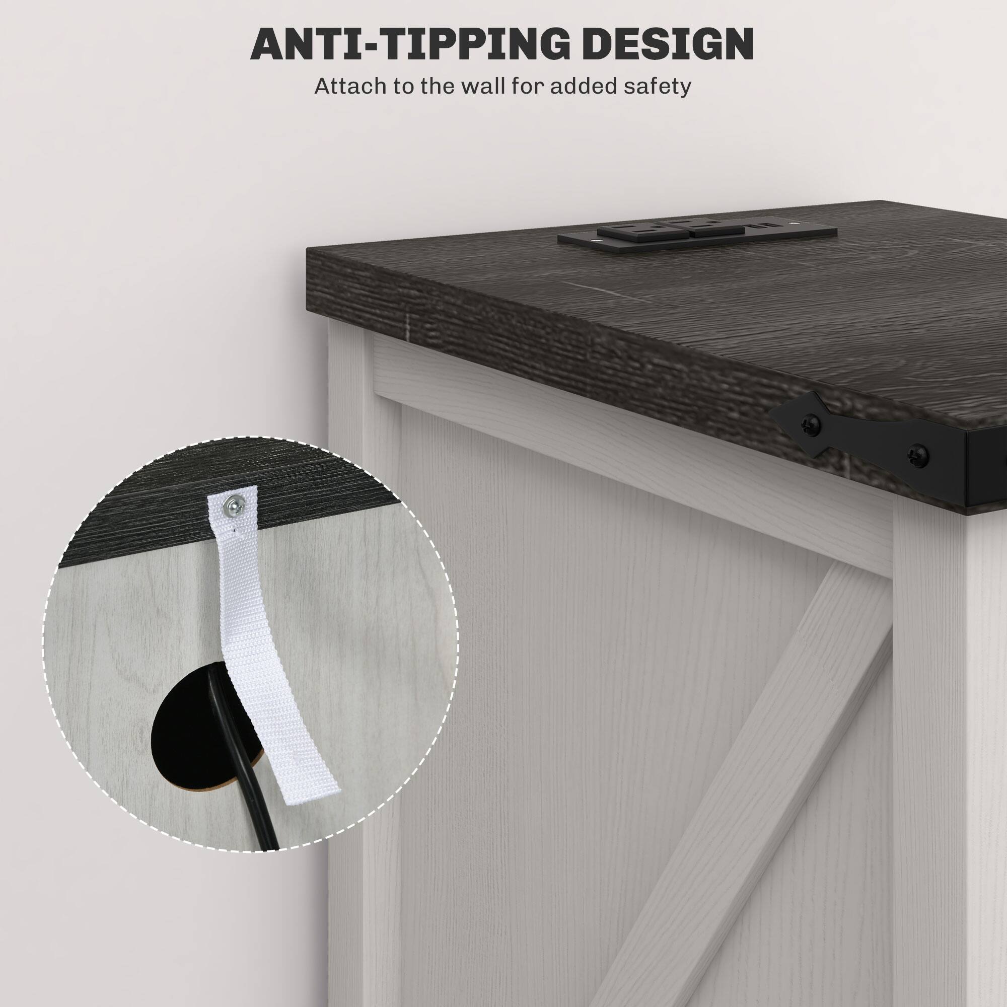 ANTI-TIPPING DESIGN  
Attach to the wall for added safety