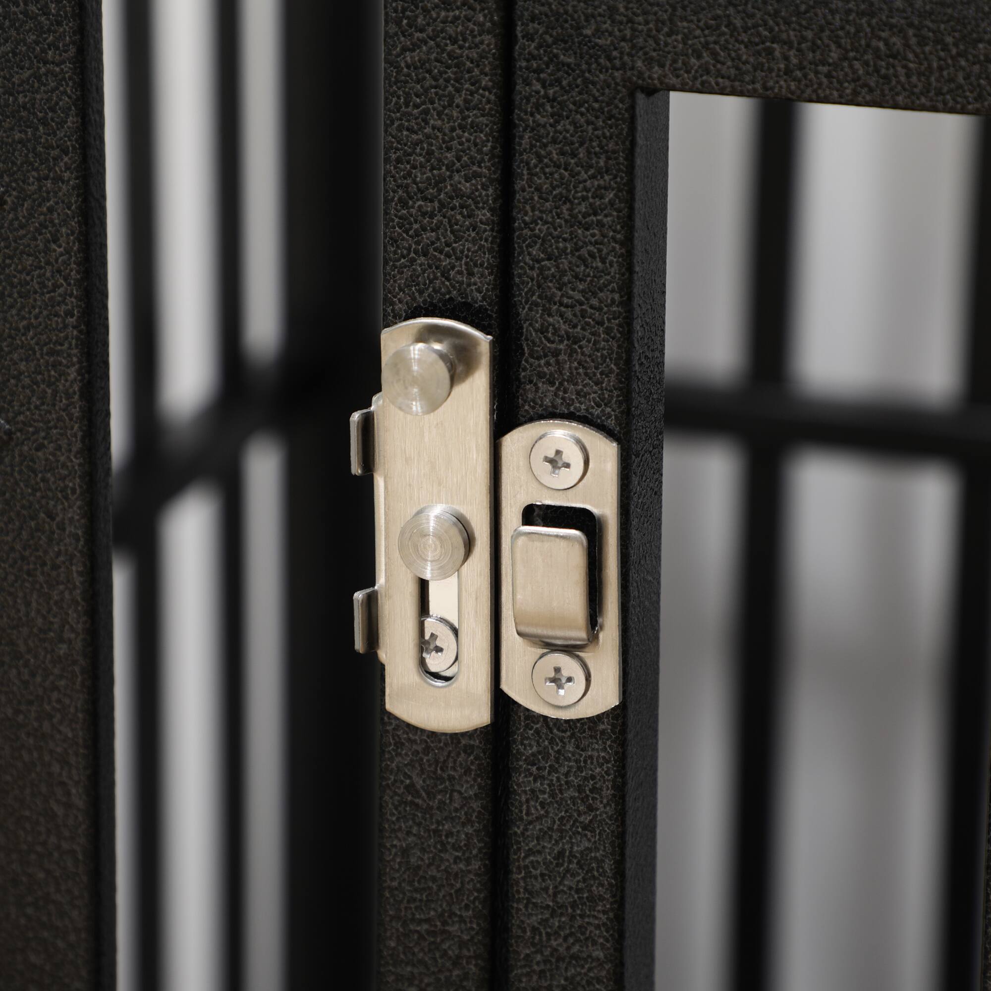 Alt View 5. Pawhut - Heavy Duty Metal Dog Crate Kennel & Cage Playpen, with Lockable Wheels, Anti-Pinching Floor, 41" x 29.5" x 35".