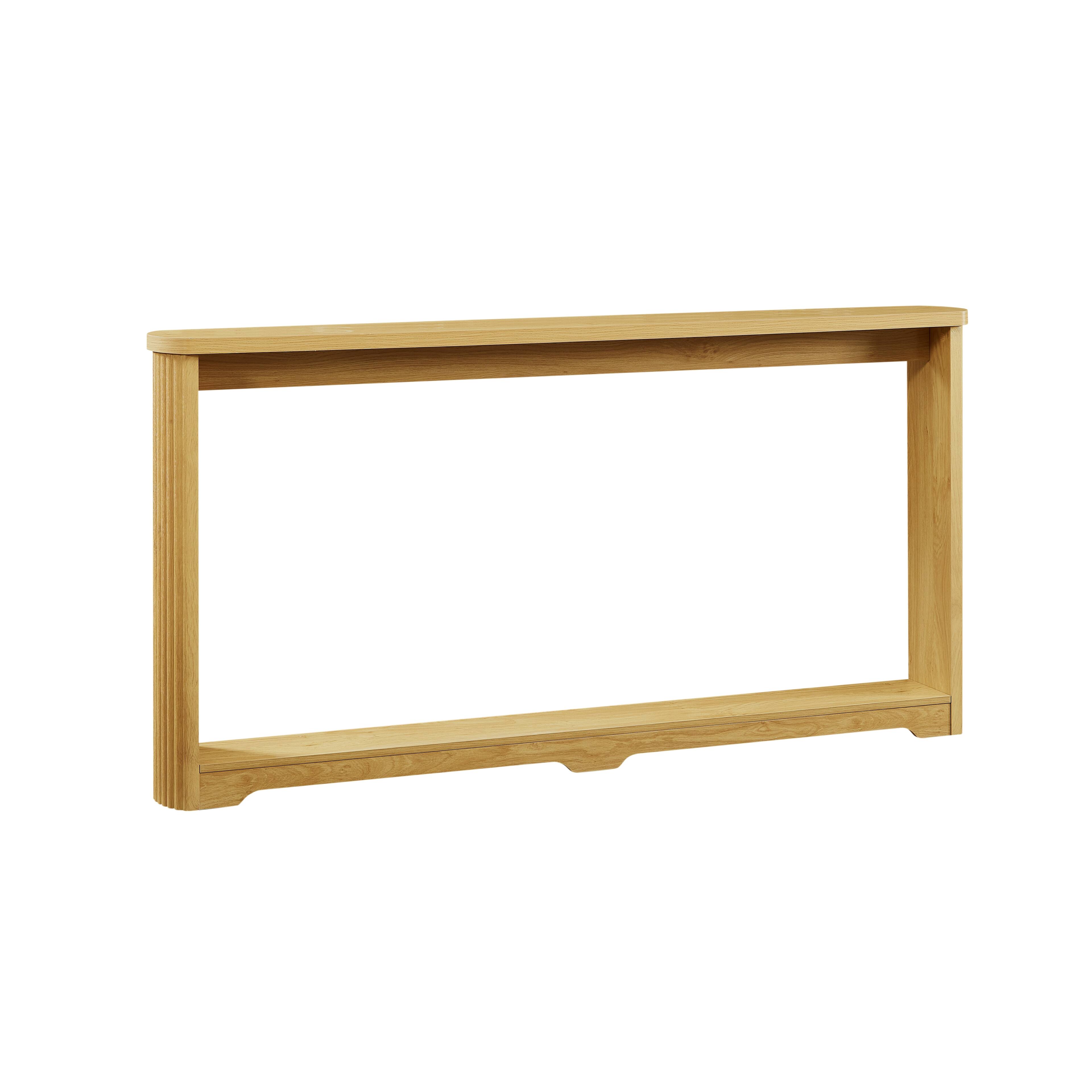 Alt View 6. Kadyn - Kadyn Narrow Wooden Console Table, Corrugated Texture Storage, Sofa Back, Entranceway Essential, MDF, Natural - Brown.