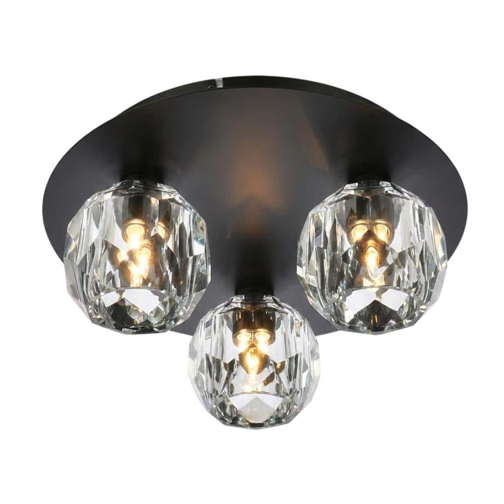 Elegant Lighting - Graham 3 Light Ceiling Lamp in Black - Black And Clear