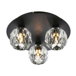 Elegant Lighting - Graham 3 Light Ceiling Lamp in Black - Black And Clear